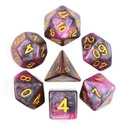 Pink/Black Galaxy dice set (7-Die set)